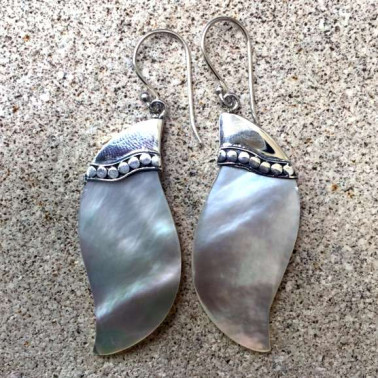 ER 08070 MP-(HANDMADE 925 BALI SILVER EARRINGS WITH MOTHER OF PEARL)